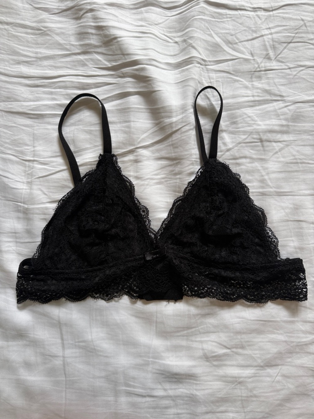 Sheer Lace Triangle Bralette in Black